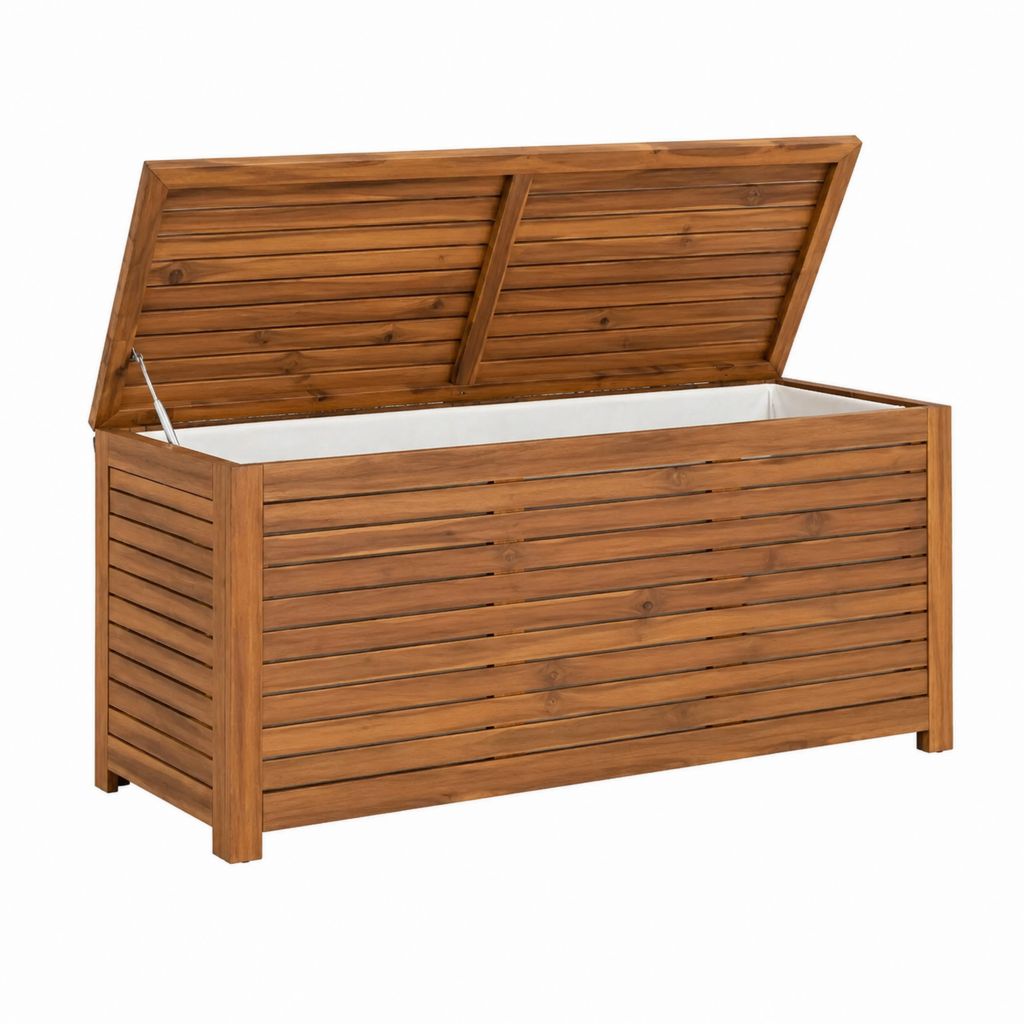 Coffre de rangement de jardin en bois massif d'acacia marron 150 x 50 x 58 cm
