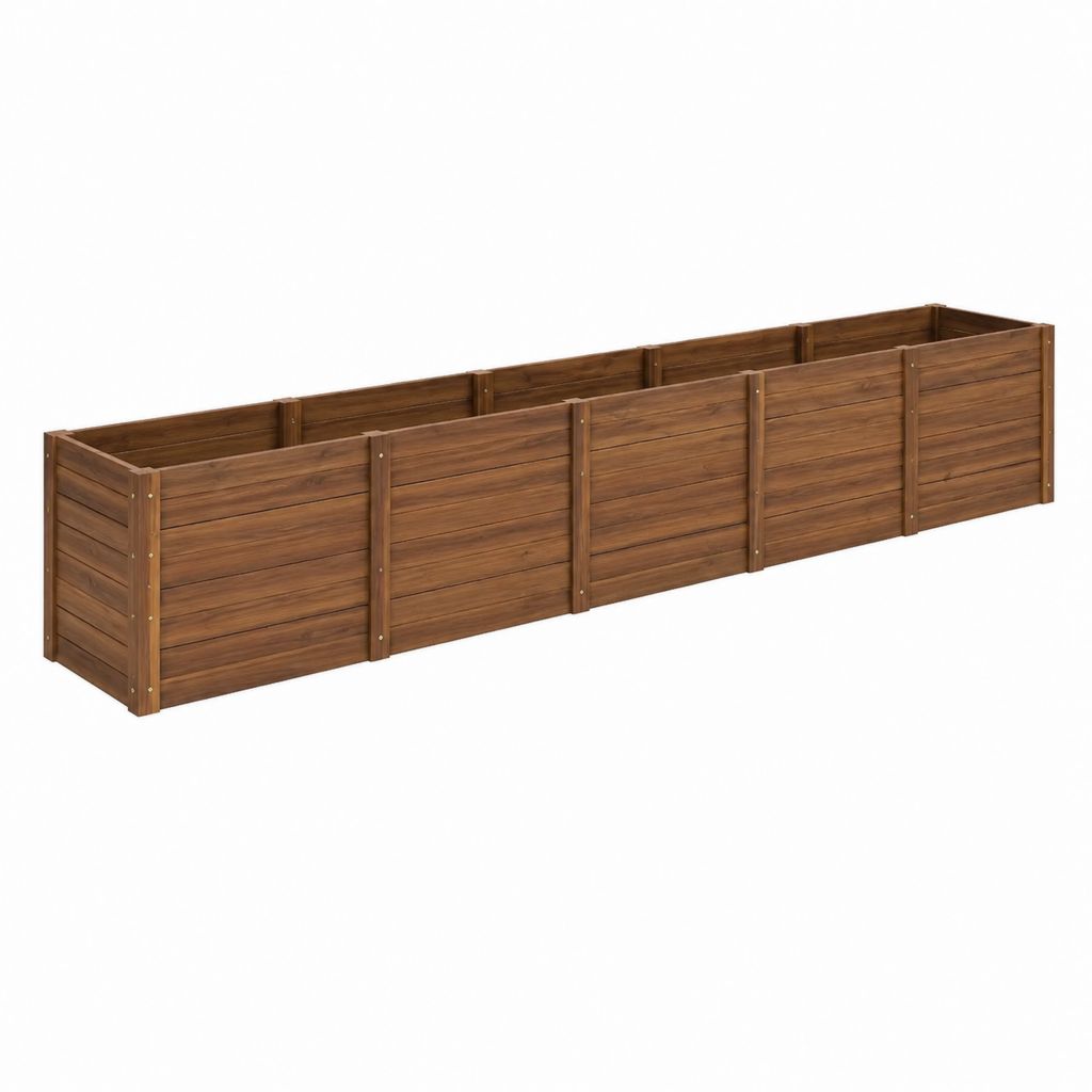 Jardinière surélevée rectangulaire en bois de sapin massif brun 360 x 80 x 45 cm