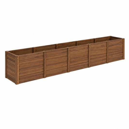 Jardinière surélevée rectangulaire en bois de sapin massif brun 360 x 80 x 45 cm