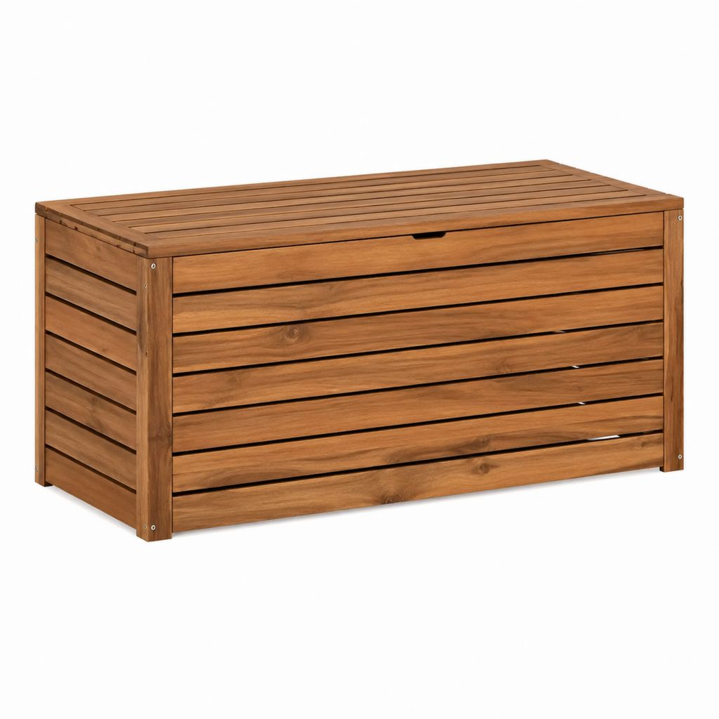 Coffre de jardin en acacia massif marron rectangulaire 120 x 50 x 58 cm