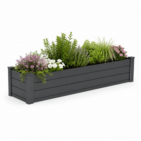 Jardinière surélevée rectangulaire anthracite en polypropylène 120 x 40 x 40 cm