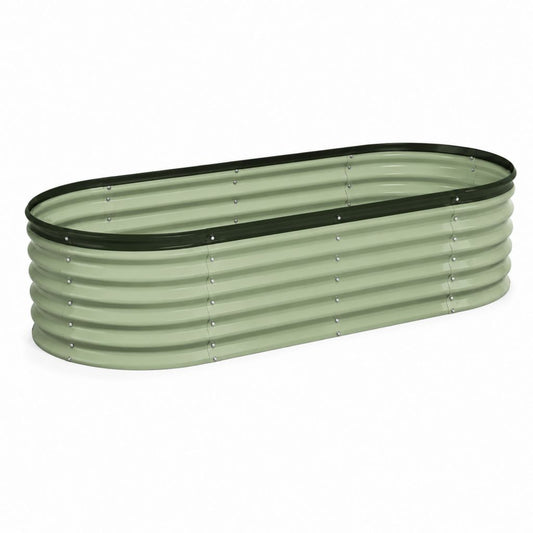 Jardinière surélevée ovale vert clair en acier galvanisé 240 x 90 x 60 cm