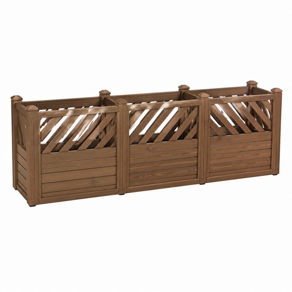 Jardinière surélevée à treillis marron en bois massif de sapin 150 x 40 x 90 cm