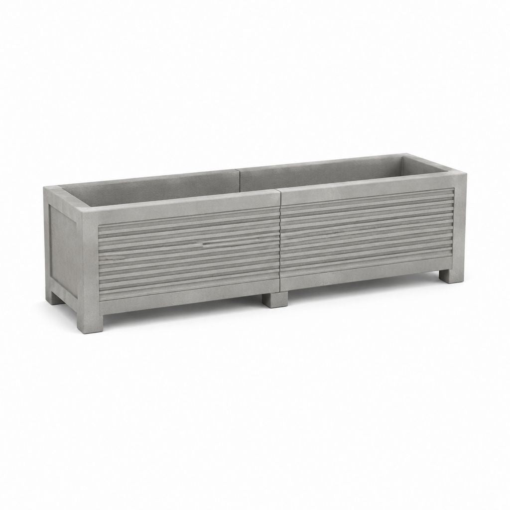 Lot de 2 jardinières rectangulaires gris ciment en fibrociment 60 x 40 x 40 cm