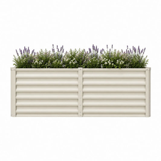 Jardinière surélevée rectangulaire blanche en acier galvanisé 240 x 60 x 45 cm